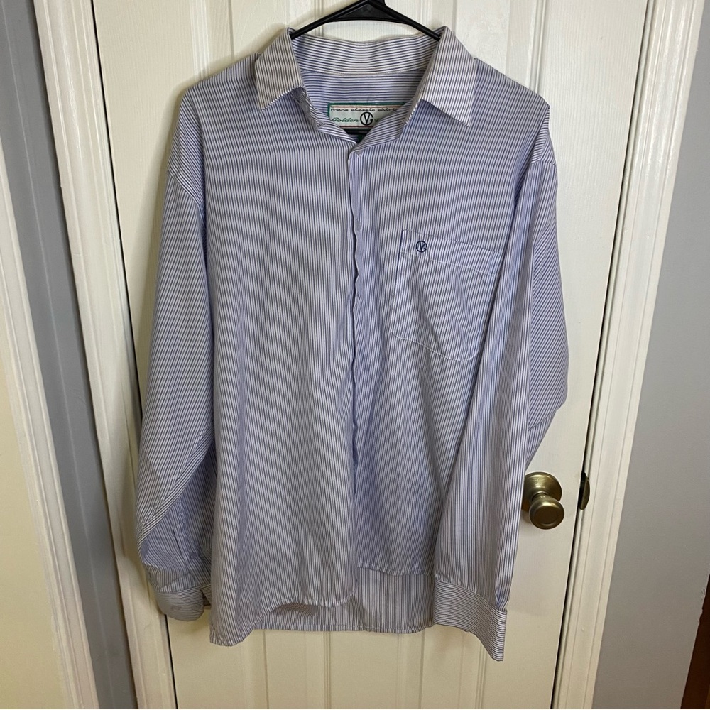 Classic Blue Striped Men's‎ Shirt Vintage Preppy Work Shirt